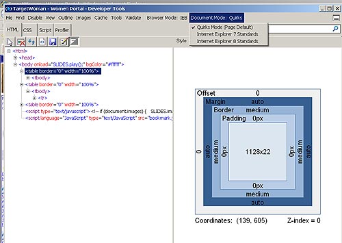 IE 8 Developer Tool