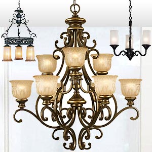 Wrought iron chandeliers